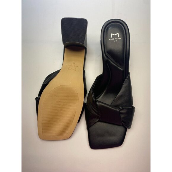 Marc Fisher Women's Calia Heeled Black Leather Sandal Sz 11 - Picture 9 of 9